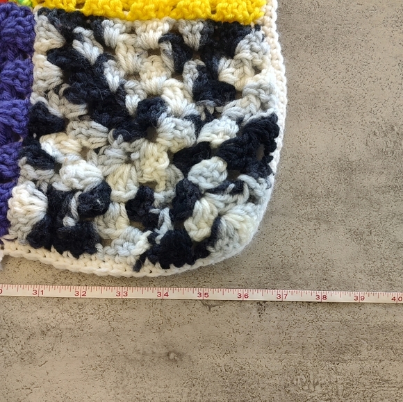 Multicolor Handmade Crochet Granny Square Roseanne Afghan Throw Blanket 39x36 - Picture 11 of 12